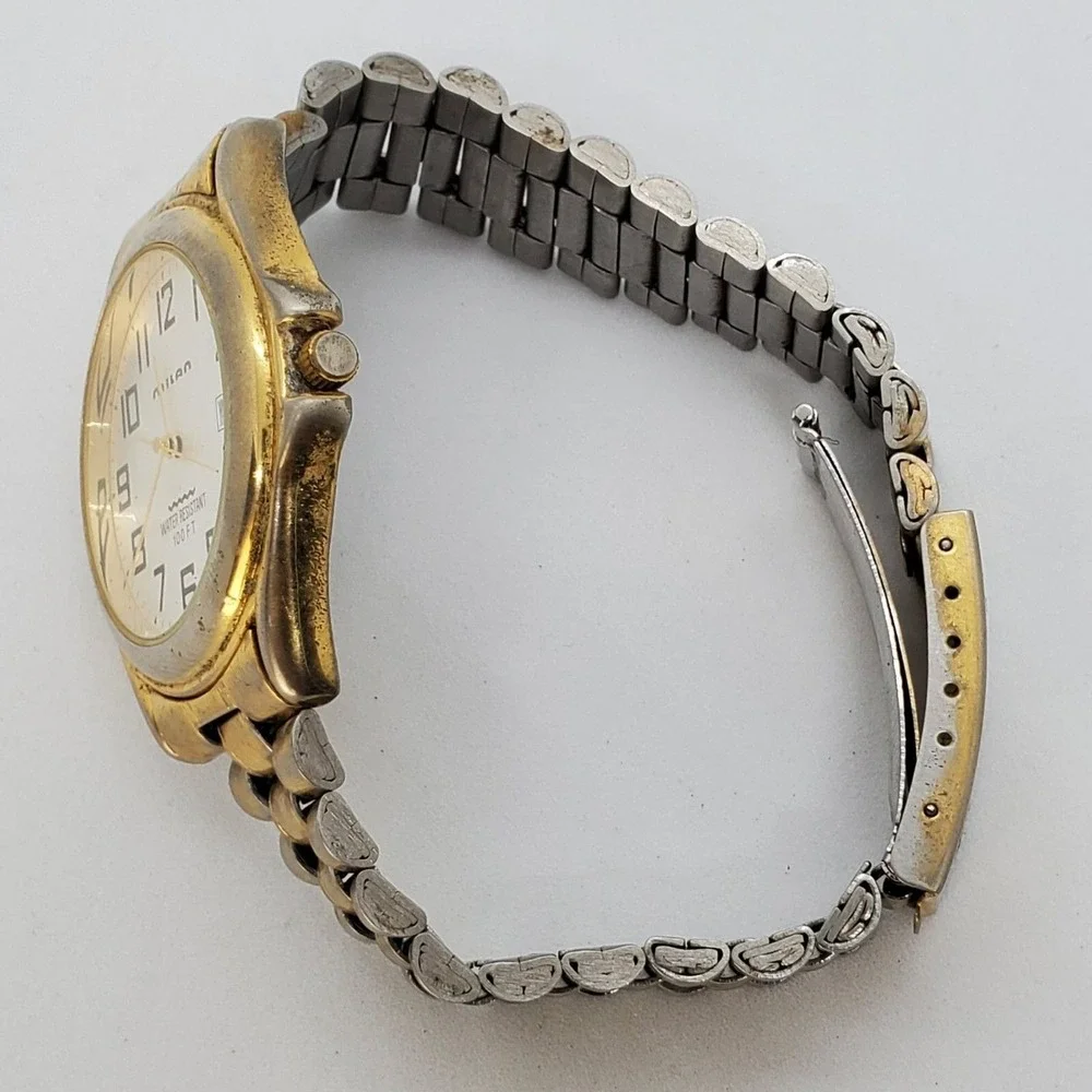 VTG‎ Milan Men's Watch 42MM Gold Dial Date Gold Bracelet Band 7.5